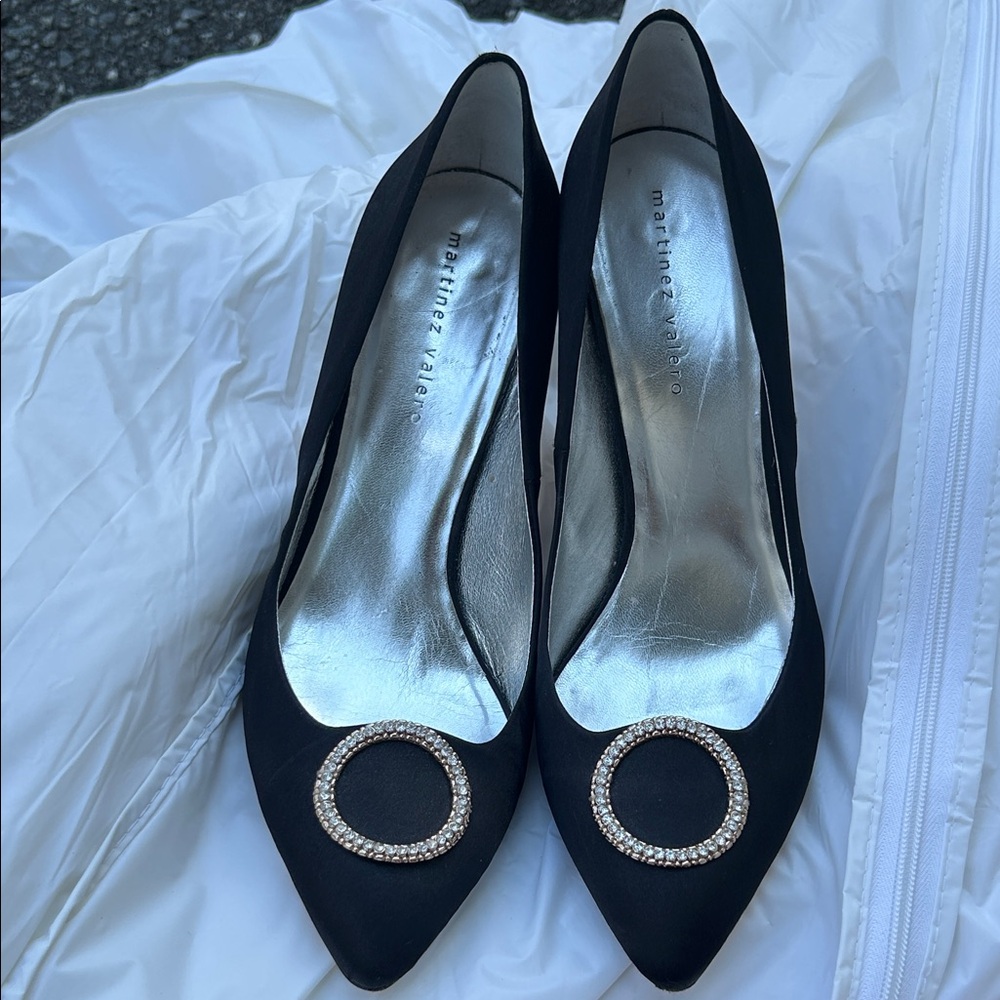 Martinez Valero Black Heels with Silver Accents used